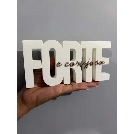 Letreiro Bíblico Forte e Corajosa Josué Presente Evangélico Encorajador Grande