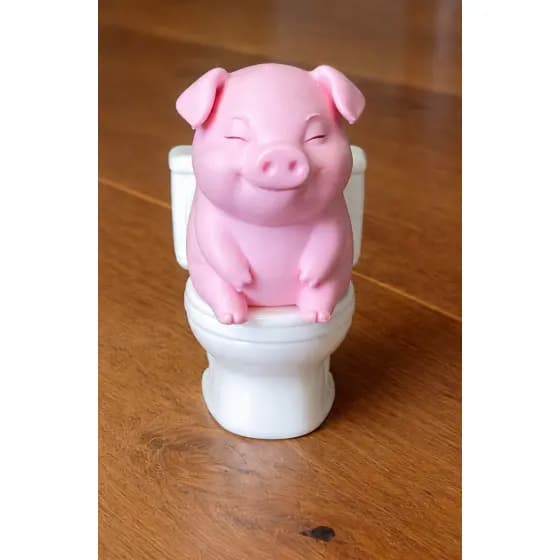 Estátua De Porco Em Miniatura, Sentado No Banheiro, Porquinho no Vaso Sanitário Decorativo Divertido