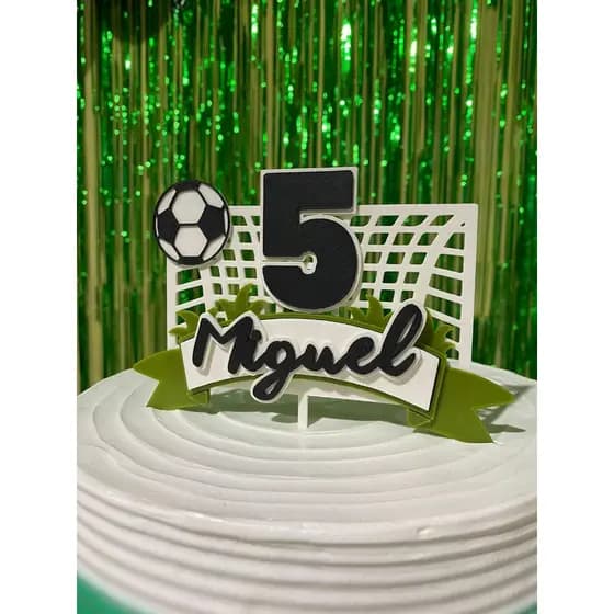 Topo de Bolo Futebol Personalizado com Nome e Idade | Decoração de Aniversário