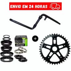 Kit Coroa De Bicicleta 46D + Pe De Vela Monobloco Aço + Movimento Central Esferado 45mm