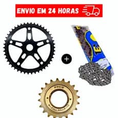 Kit Relação Bike Catraca 20 Dentes  + Coroa 46 Dentes + Corrente Grossa