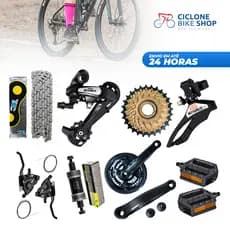 Kit Bicicleta 21V para aro 26 29 Trocador Rapdfire Câmbios Catraca Corrente Pedivela e Mov Central