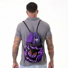 Mochila Saco Coyote® Gengar Neon Reforçada com Alça de Corda