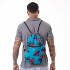 Mochila Saco Coyote® Homem Aranha Azul Reforçada com Alça de Corda