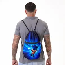 Mochila Saco Coyote® Sonic Hedgehog Reforçada com Alça de Corda