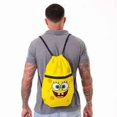 Mochila Saco Coyote® Bob Esponja Reforçada com Alça de Corda