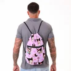 Mochila Saco Coyote® Kuromi Reforçada com Alça de Corda