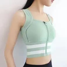 Roupa Íntima Esportiva à Prova de Choque com Zíper Frontal |   Sutiã de Yoga e Corrida Sem Aro de Aço |   Top sem Mangas