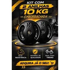 Kit Par Anilha 10kg Emborrachada Peso Academia Barra Musculação