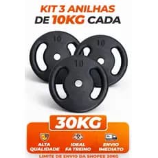 Anilhas 10kg Pintadas Kit Com 3 Anilhas Academia Musculação Peso Livre  30kg