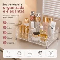 Organizador de Maquiagem Acrílico Luxo Transparente Porta Batom Perfume Skincare Penteadeira