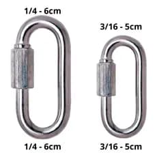 Mosquetão Aço Carbono Galvanizado Trava Rosca – 5x50mm (300kg) e 6x58mm (400kg)