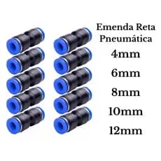 União Reta Pneumática PU Engate Rápido Várias Medidas – Kit 10 Unidades