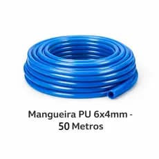 Mangueira Pneumática Azul 6x4mm PU 10 Bar Flexível – Escola o Tamanho de 5 a 50 Metros