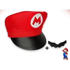 Quepe Super Mario Bros Adulto Luxo / Boina / Chapéu  (+Bigode)
