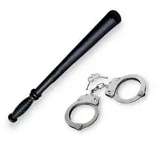 KIT Policial / Fantasia Policia / Algema de Metal com Chave + Cassetete