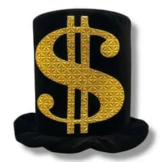 CARTOLA AVELUDADA CIFRÃO DOURADO / ACESSÓRIO / FANTASIA / NOIVO / CASAMENTO