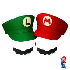 KIT Quepe Super Mario Bros + Luigi Luxo (Adulto e Infantil) / Boina / Chapéu / Fantasia