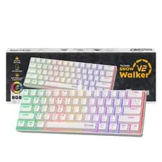 Teclado Gamer Clanm 60% SNOW Walker Rgb Switch Red Mecânico com Software RGB