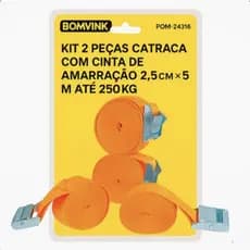 Cinta Catraca Amarração 2,5m Reforçada 250kg Laranja Pequena Presilha Fita Moto Mercadoria Caixa Baú