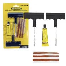 Kit Reparo Pneu Remendo Profissional Carro Moto 3 Macarrão Ferramenta