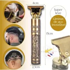 Máquina De Cortar Cabelo Para Barba Masculina Designer Elétrico Profissional Modelo Dragão