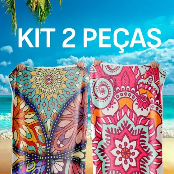 Kit 2 Toalhas de Banho ou Praia Estampadas – Algodão Peluciado, Cores Vibrantes e Toque Macio