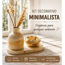 Kit Decorativo Minimalista - Bandeja + Vaso + Castiçal Flor de Lótus | Presente Elegante
