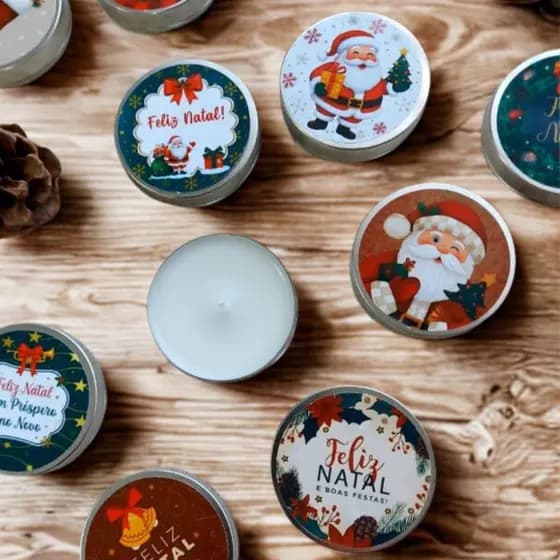 Kit Velas Aromáticas Natalinas em Latinha Decorada – Lembrancinhas Latinha Decorada Presente Natal