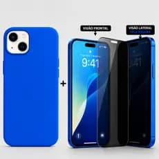 Capa iPhone 15 Silicone Premium + Película Privacidade Anti Impacto | Proteção Total