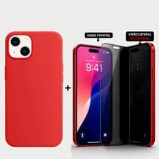 Capa iPhone 12/ 12 Pro Silicone Premium + Película Privacidade Anti Impacto | Proteção Total