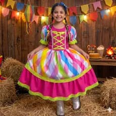 Vestido Infantil Festa Junina Julina Quadrilha Caipira Luxo