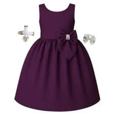 Vestido Infantil Juvenil Meninas Formatura Casamento Daminha Natal Aniversário Princesa Várias Cores com Luva E Tiara