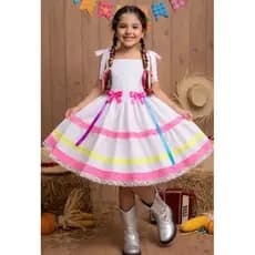 Vestido Infantil Festa Junina  Xadrez Rosa Colorido Caipira Caipirinha Quadrilha