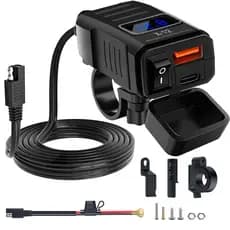 Carregador USB Para Motocicleta PD QC3.0 , Carregamento Rápido , 60W , 12-24V , Com Interruptor , Voltímetro , À Prova D