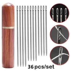 12/24/36 Pçs/set Idosos Agulha-Lado Buraco Cega Mão Costura Doméstica Agulhas De Aço Inoxidável Threading Vestuário