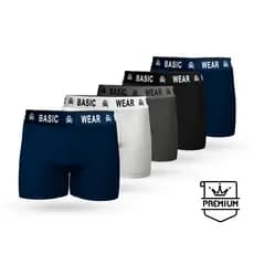 Kit 5 Cuecas Boxer Lisas de qualidade Basic Wear