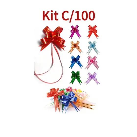 Kit Com 100 Laço Fácil De 30cm Laço Com Fio Presentes Cores Variadas Tamanho Grande