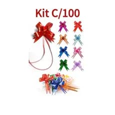 Kit Com 100 Laço Fácil De 30cm Laço Com Fio Presentes Cores Variadas Tamanho Grande