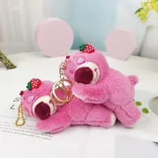 Bonito deitado postura morango urso chaveiro pingente dormir postura de pelúcia pingente saco pingente boneca WW704