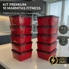 Kit 10 Peças Marmitinha pote quadrado 1L Potes tipo tapoer/ marmita / armazenamento de alimentos / cozinha / decoraçao