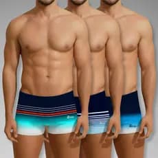 Kit 3 Sungas Sunga Praia e Piscina Boxer Masculina Com Forro e Cordão de Regulagem Com Proteção UV