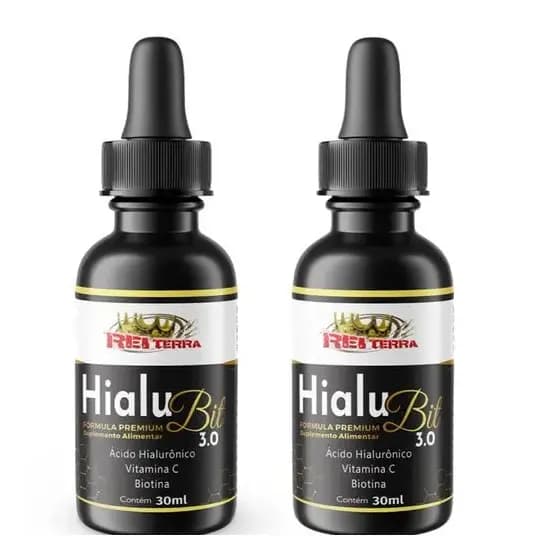 Kit 2 Ácido Hialurônico + Vitamina C + Biotica - Hialubit 30ml - Rei Terra