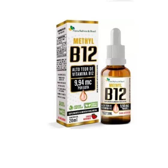 Vitamina B12 Sublingual (Metilcobalamina)  20ml - sabor morango - Flora Nativa