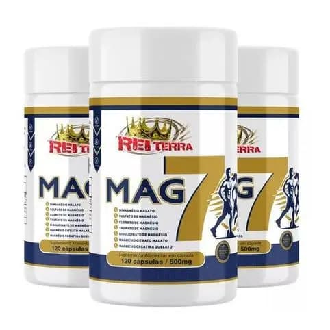 Kit 3 Mag7 - Blend De 7 Magnésios Premium 120caps 500mg Rei Terra