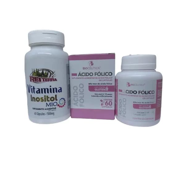 Inositol 60 caps + Ácido Fólico 60 caps - suplemento alimentar