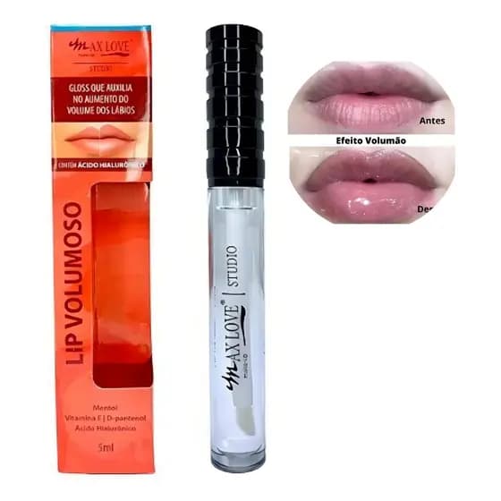 Gloss Brilho Labial Lip Volumoso Aumenta boca Vegano Max Love 5ML