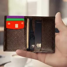 Carteira De Couro Fina Masculina Porta Cartões Elegante Com Compartimento Para CNH ​