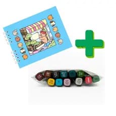 Livro para colorir com e sem canetinhas, capa dura, lembrancinha infantil, rosa, azul, colorido