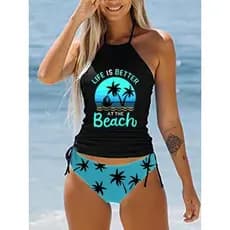 2025 novo estilo biquíni de duas peças/europeu americano feminino conservador impressão dividir colorido multicolorido m
